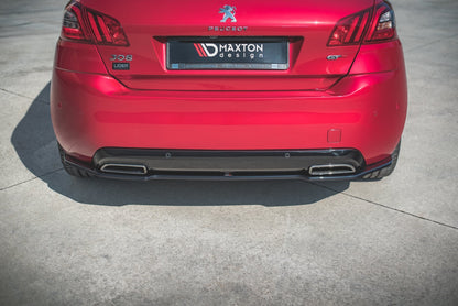 Mittlerer Diffusor Heck Ansatz für Peugeot 308 GT Mk2 Facelift schwarz Hochglanz