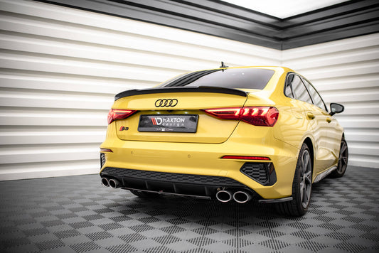 Heck Ansatz Flaps Diffusor für Audi S3 Limousine 8Y Carbon Look