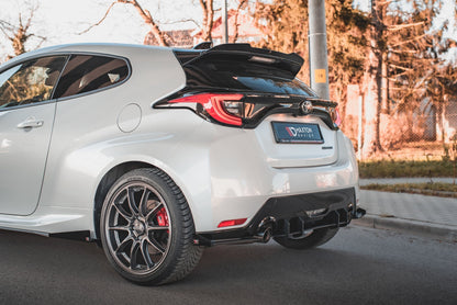 Robuste Racing Heck Ansatz Flaps Diffusor +Flaps für Toyota GR Yaris Mk4 schwarz Hochglanz