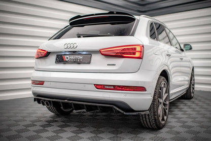 Mittlerer Diffusor Heck Ansatz DTM Look für Audi Q3 8U Facelift schwarz Hochglanz