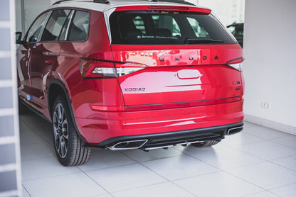 Heck Ansatz Flaps Diffusor für Skoda Kodiaq RS Carbon Look