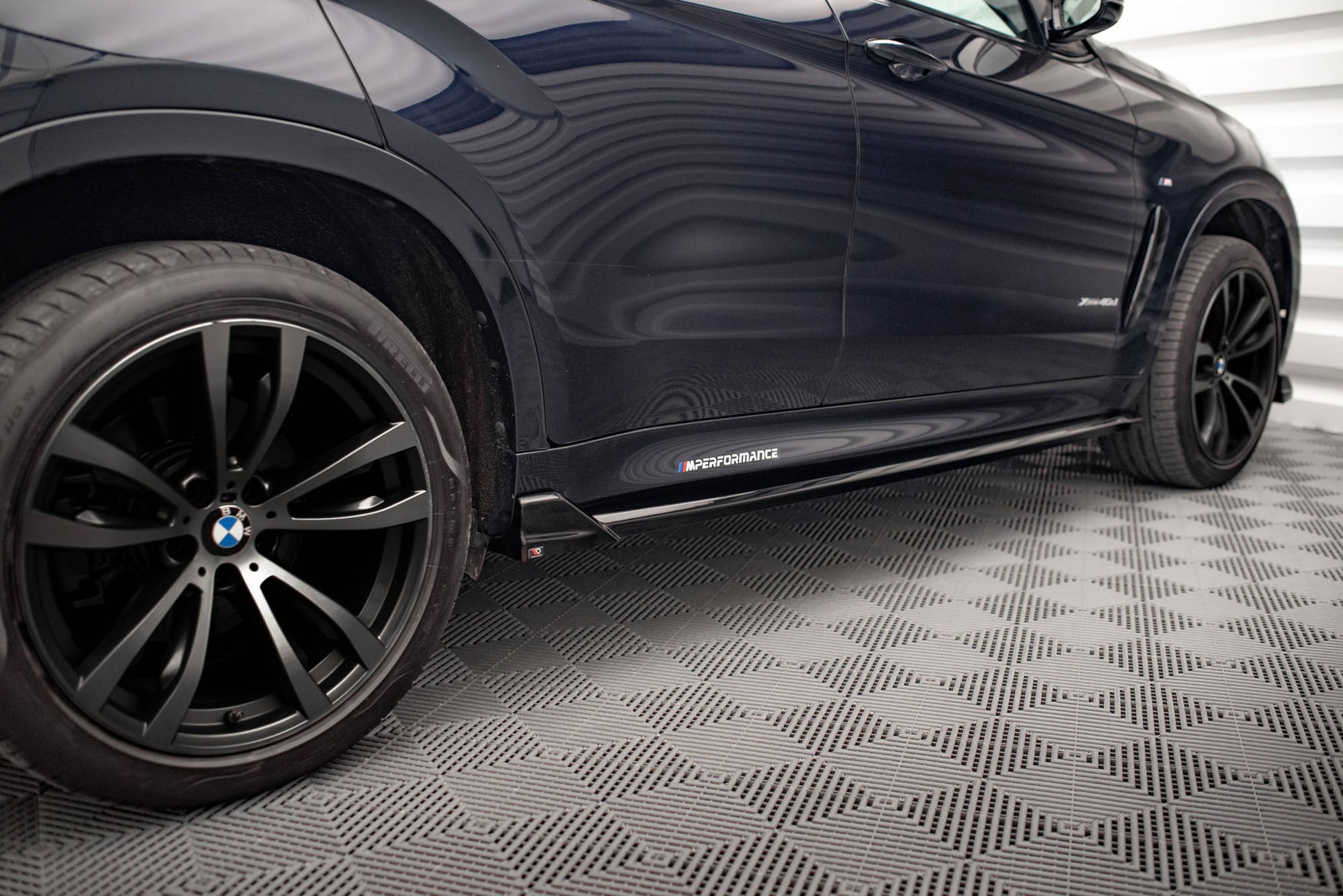 Seitenschweller Ansatz für V.2 für BMW X6 M-Paket F16 schwarz Hochglanz