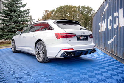 Heck Ansatz Flaps Diffusor für Audi A6 C8 S-Line schwarz Hochglanz