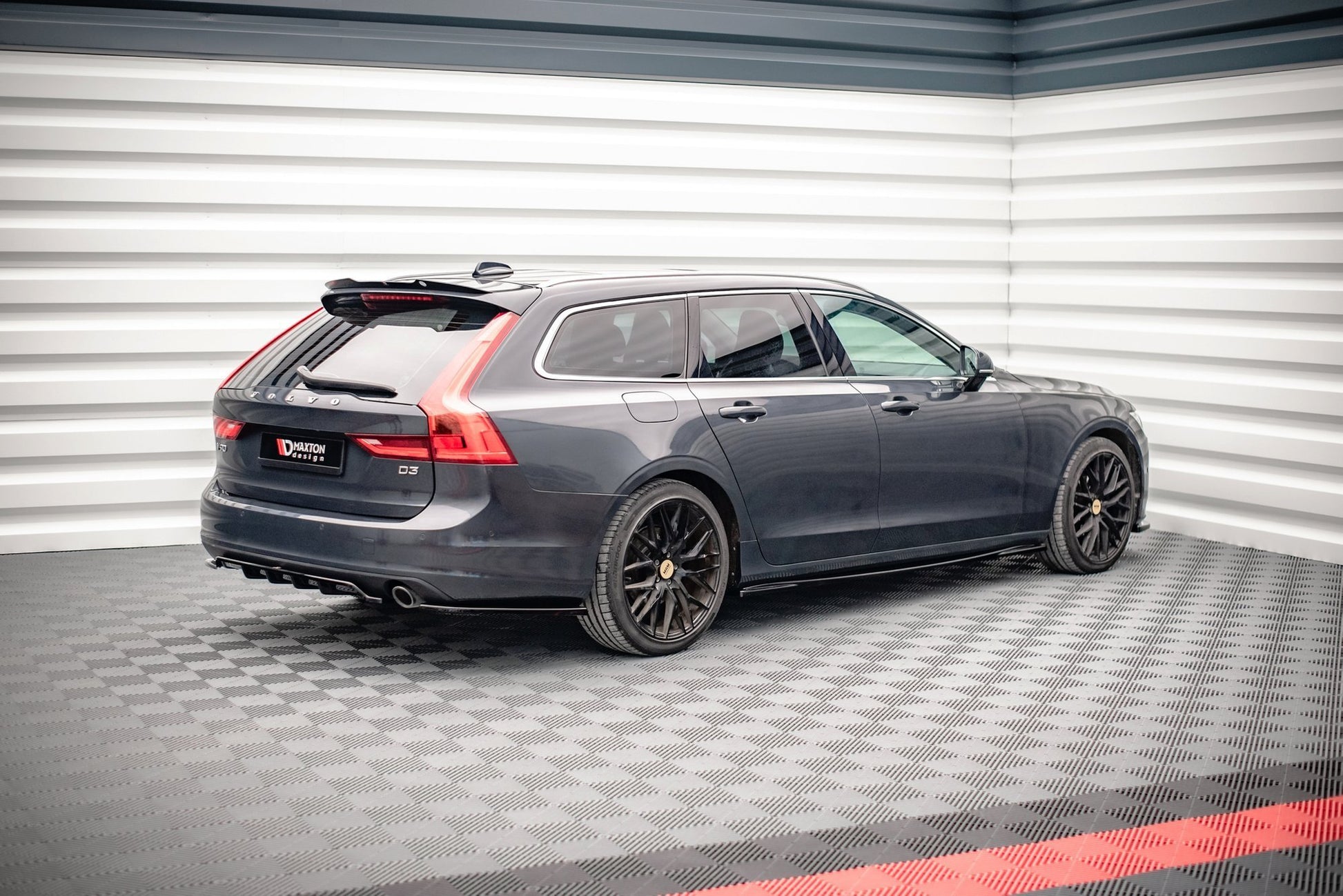 Mittlerer Diffusor Heck Ansatz DTM Look für Volvo V90 Mk2 Carbon Look