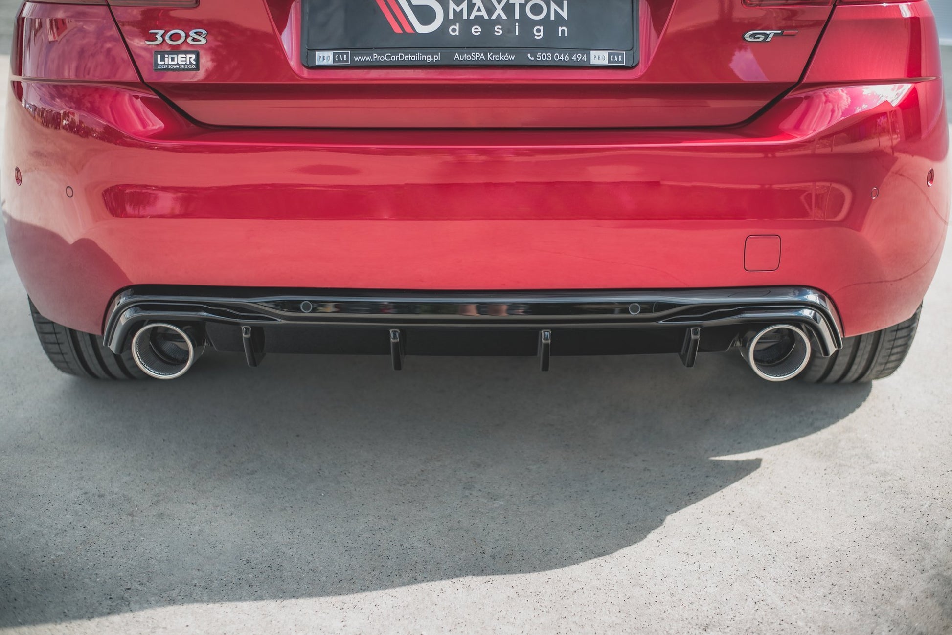Diffusor Heck Ansatz für + Endschalldampfer Sportauspuff Attrappe Peugeot 308 GT Mk2 Facelift
