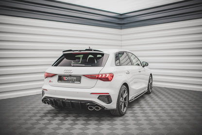 Heck Ansatz Flaps Diffusor V.2 für Audi S3 Sportback 8Y schwarz matt
