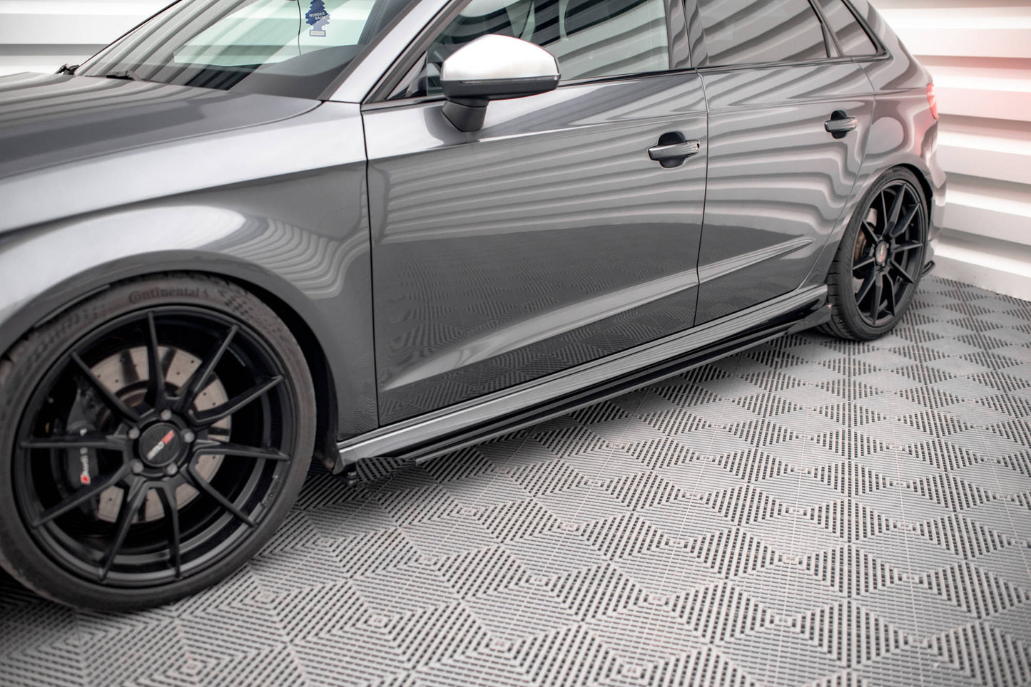 Street Pro Seitenschweller Ansatz für + Flaps Audi S3 Sportback 8V Facelift schwarz Hochglanz