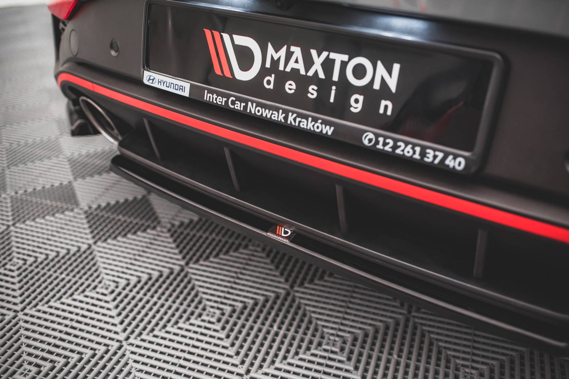 Mittlerer Diffusor Heck Ansatz für Hyundai I30 N Hatchback Mk3 Facelift Carbon Look