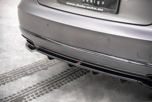 Mittlerer Diffusor Heck Ansatz DTM Look für Audi A8 D4 Facelift Carbon Look