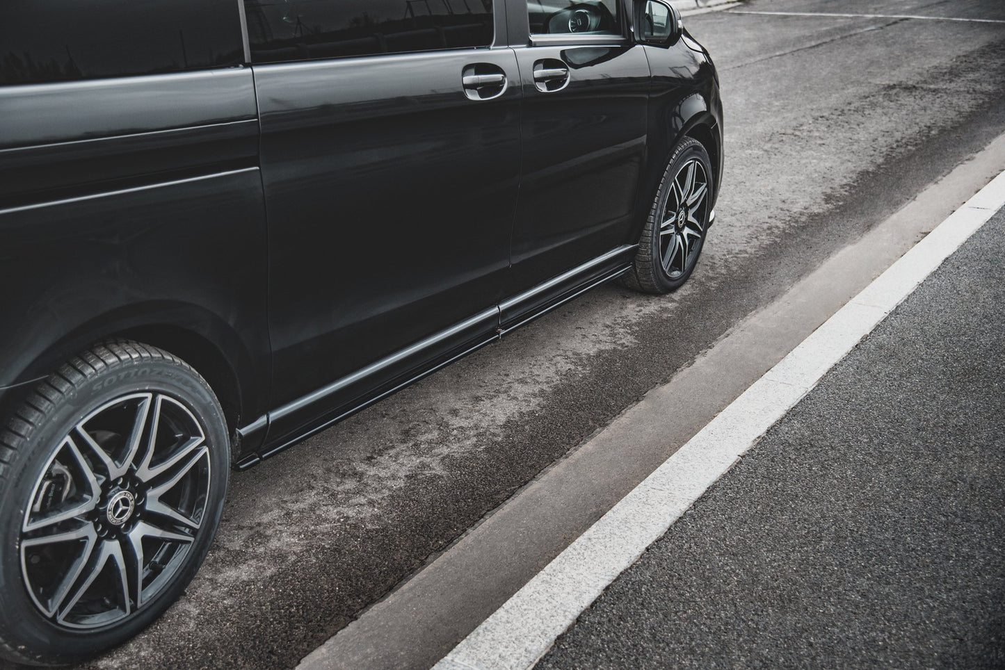 Seitenschweller Ansatz für Mercedes-Benz V-Klasse Long AMG-Line W447 Facelift schwarz matt