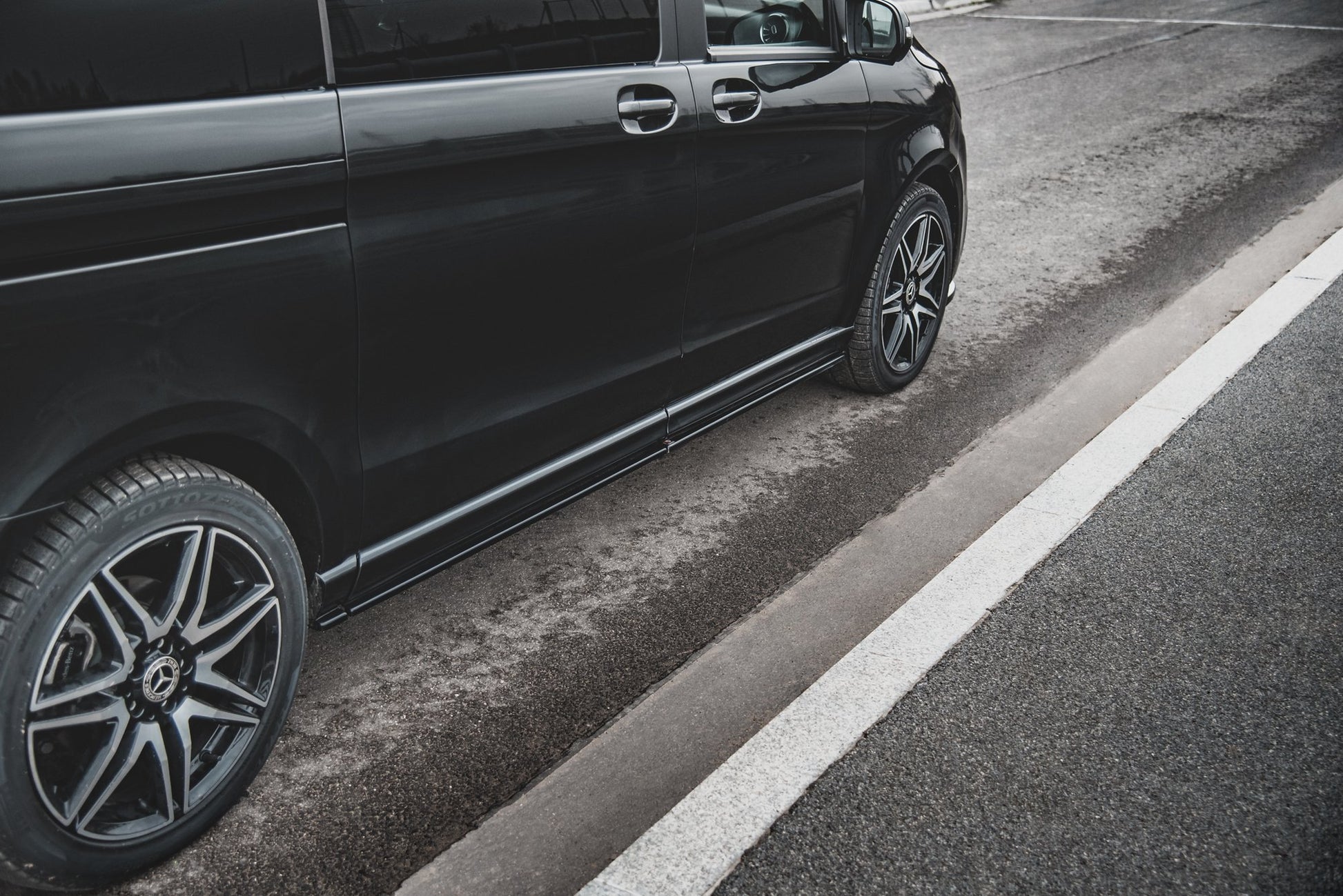 Seitenschweller Ansatz für Mercedes-Benz V-Klasse Long AMG-Line W447 Facelift schwarz matt