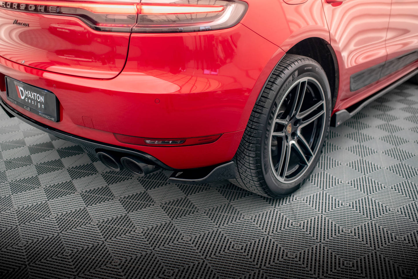 Heck Ansatz Flaps Diffusor für Porsche Macan Mk1 Facelift Carbon Look