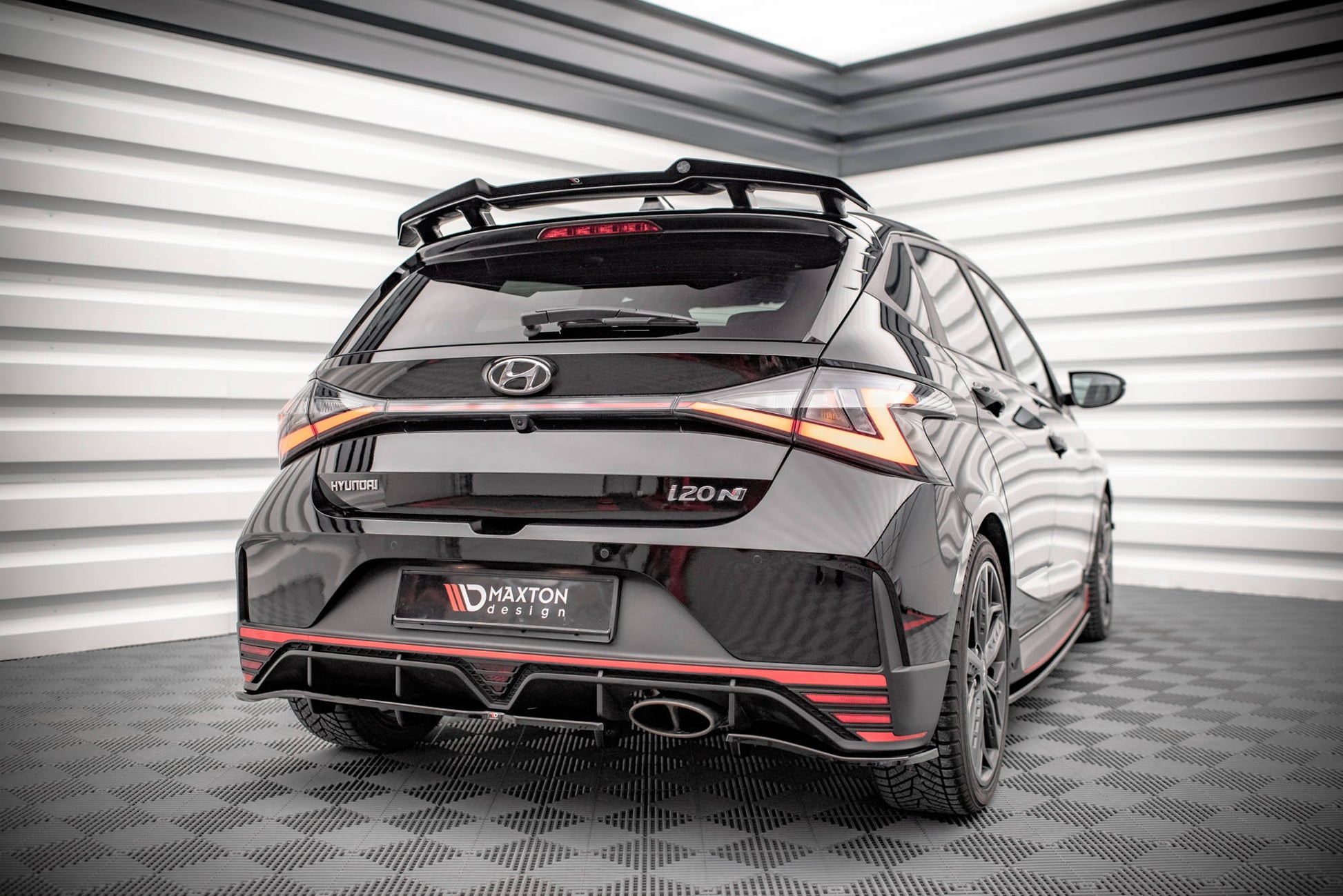 Mittlerer Diffusor Heck Ansatz DTM Look für Hyundai I20 N Mk3 schwarz Hochglanz