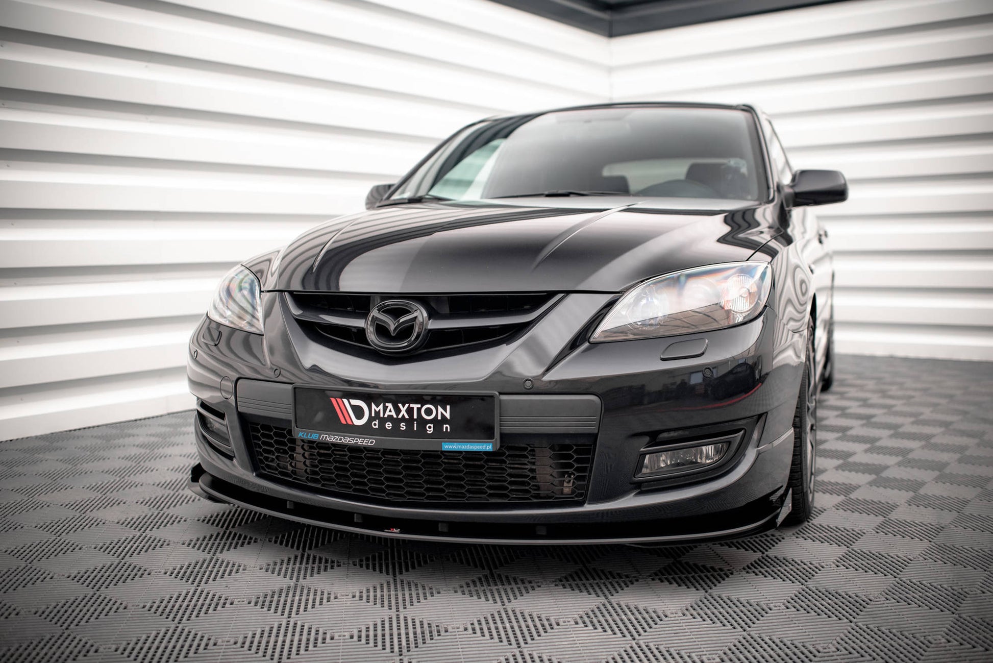 Street Pro Front Ansatz für +Flaps für V.1 + Flaps Mazda 3 MPS Mk1 schwarz Hochglanz