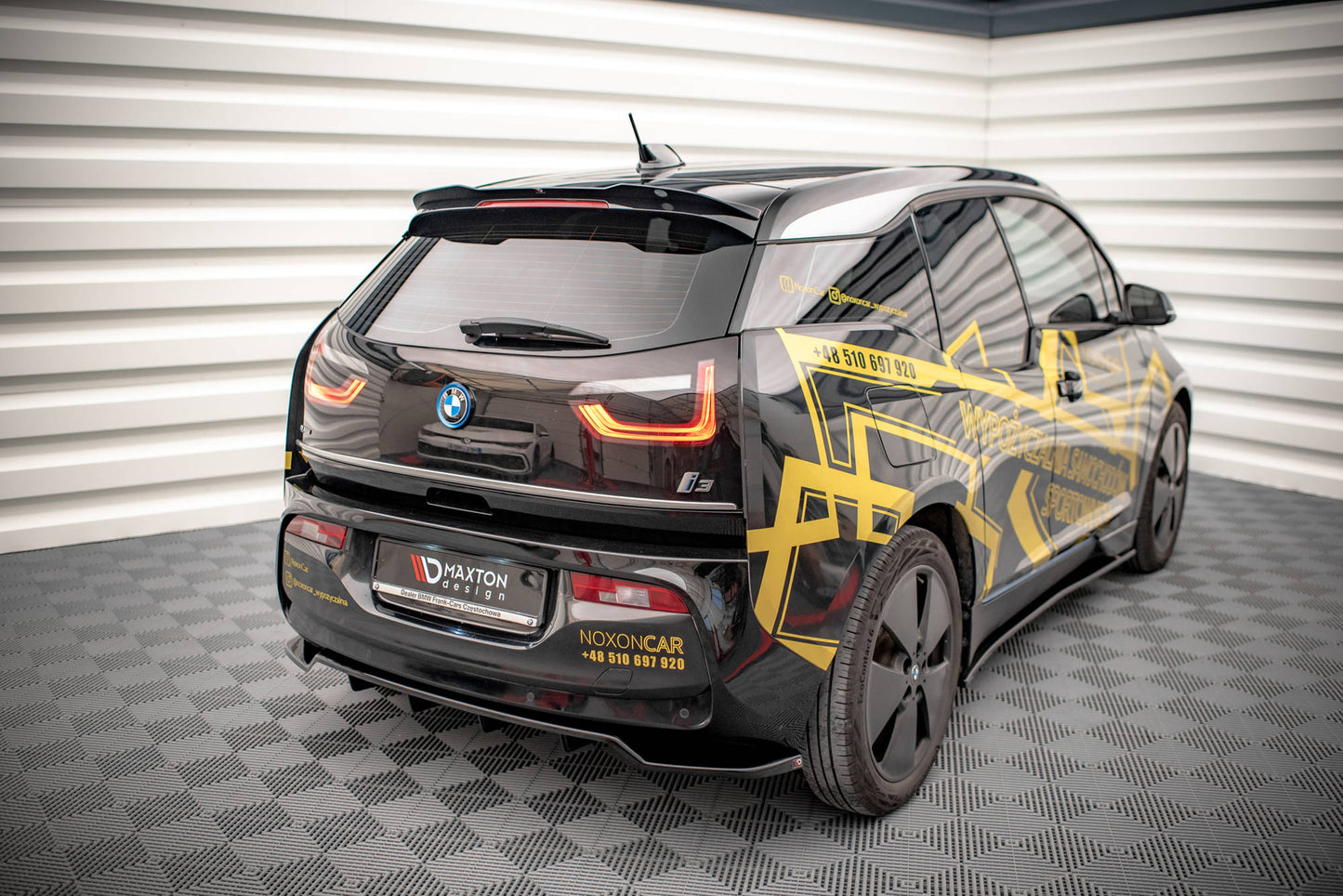 Mittlerer Diffusor Heck Ansatz DTM Look für BMW i3 Mk1 Facelift schwarz matt