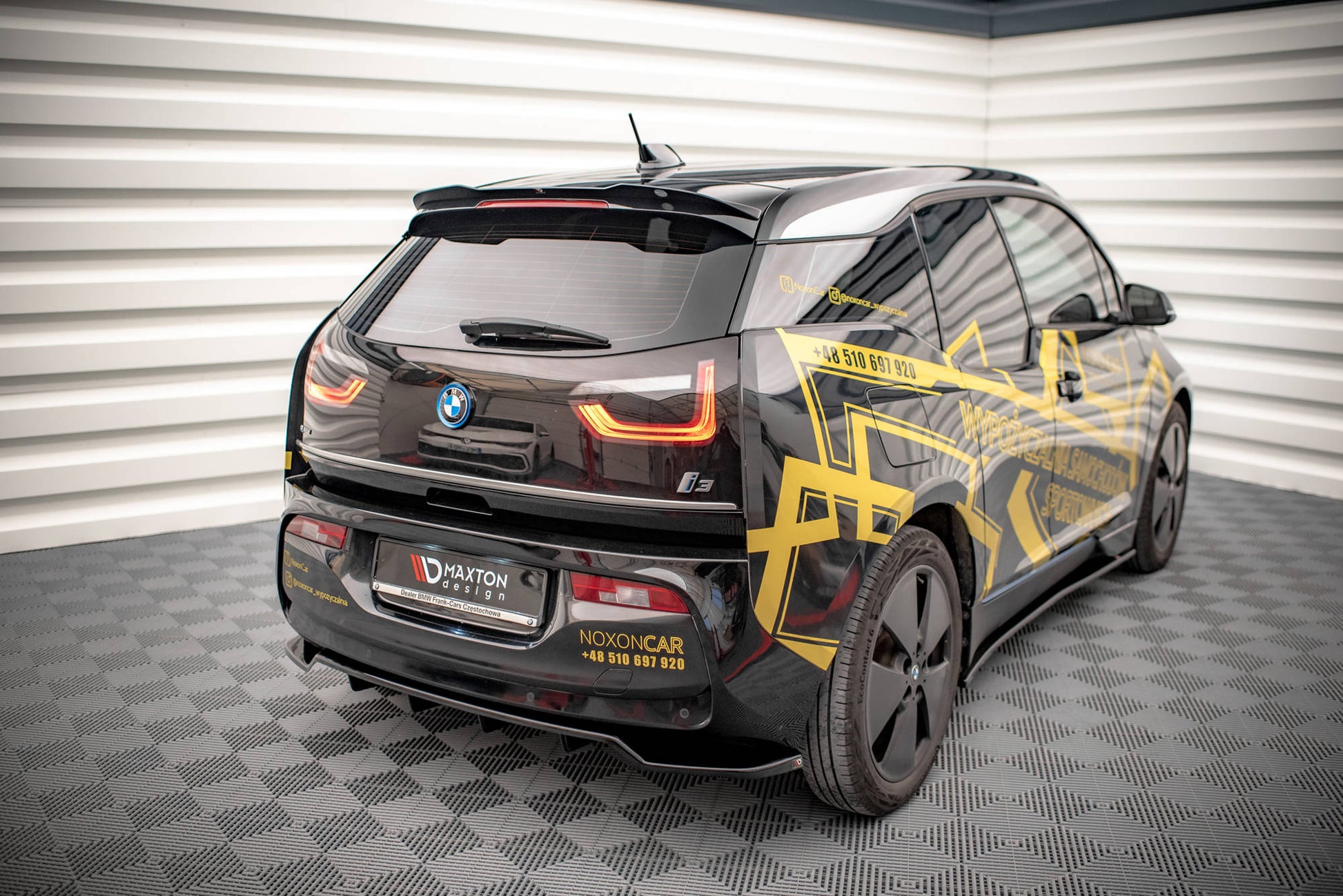 Mittlerer Diffusor Heck Ansatz DTM Look für BMW i3 Mk1 Facelift schwarz matt