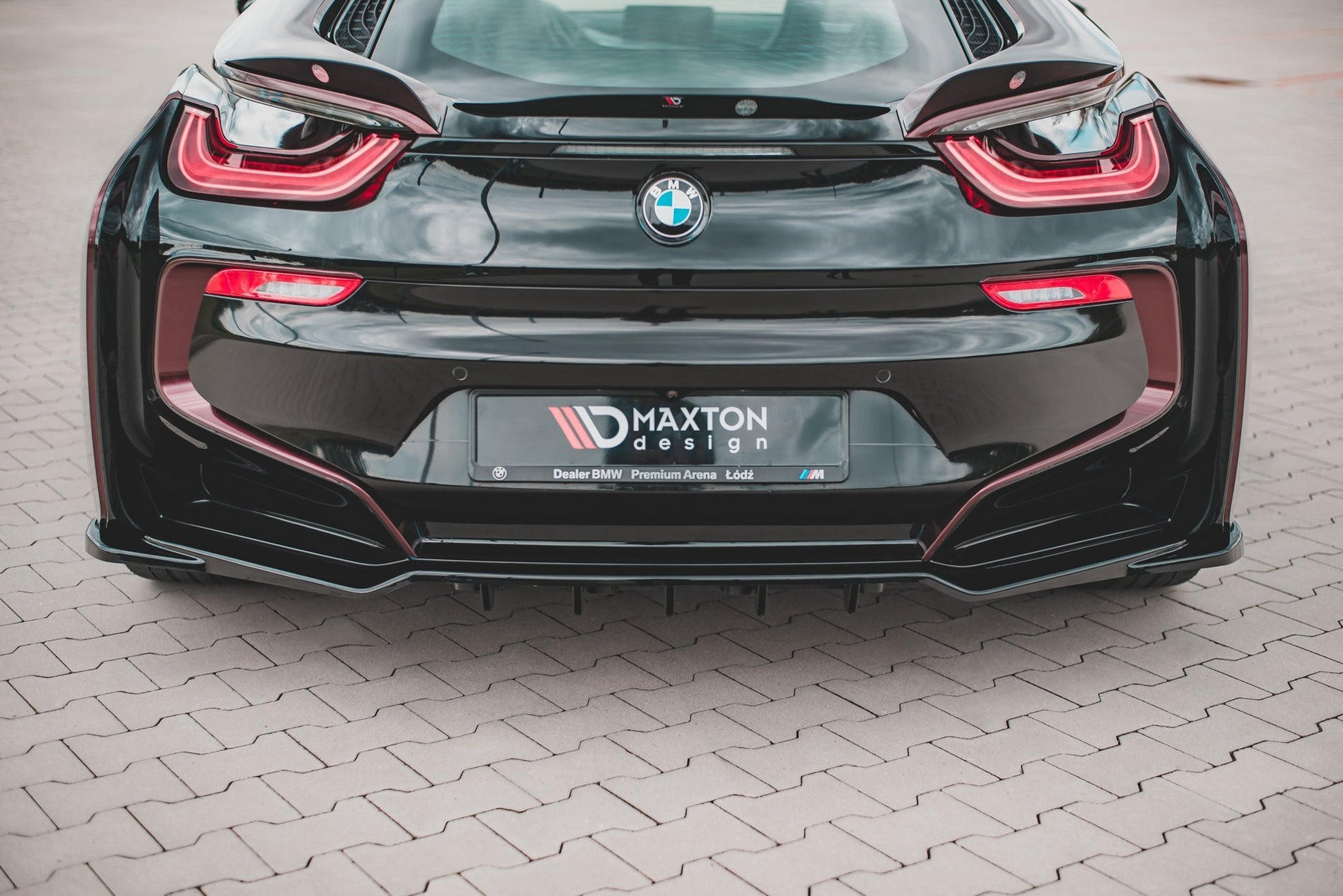 Mittlerer Diffusor Heck Ansatz DTM Look für BMW i8 schwarz Hochglanz