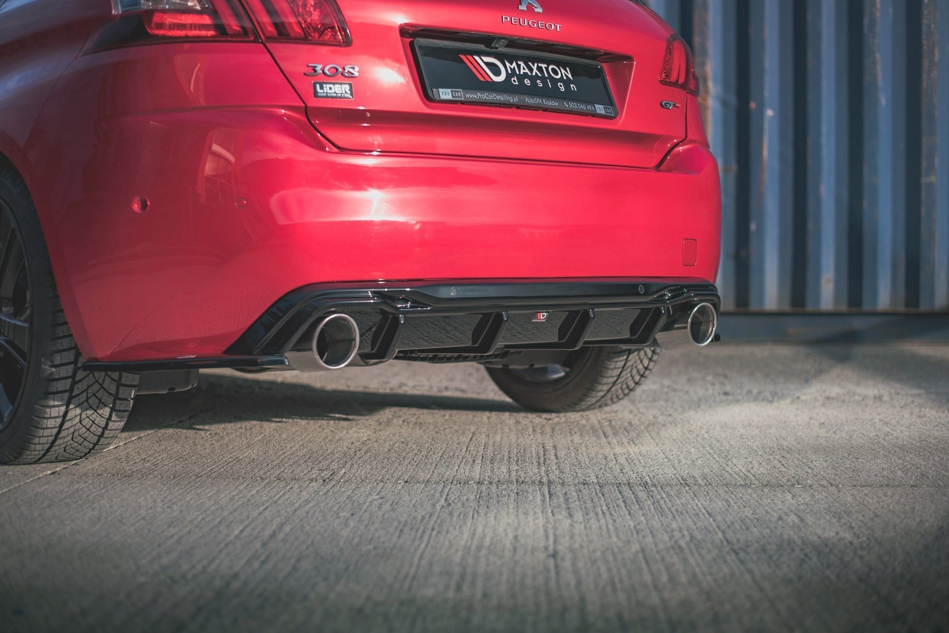Heck Ansatz Flaps Diffusor für Peugeot 308 GT Mk2 Facelift Carbon Look