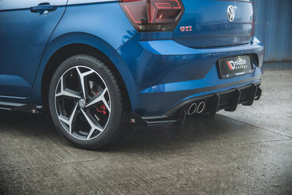 Robuste Racing Diffusor Heck Ansatz +Flaps für Volkswagen Polo GTI Mk6 schwarz Hochglanz