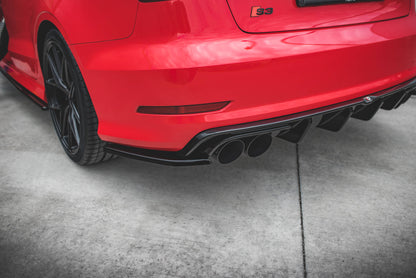 Heck Ansatz Flaps Diffusor für Audi S3 Limousine 8V Carbon Look