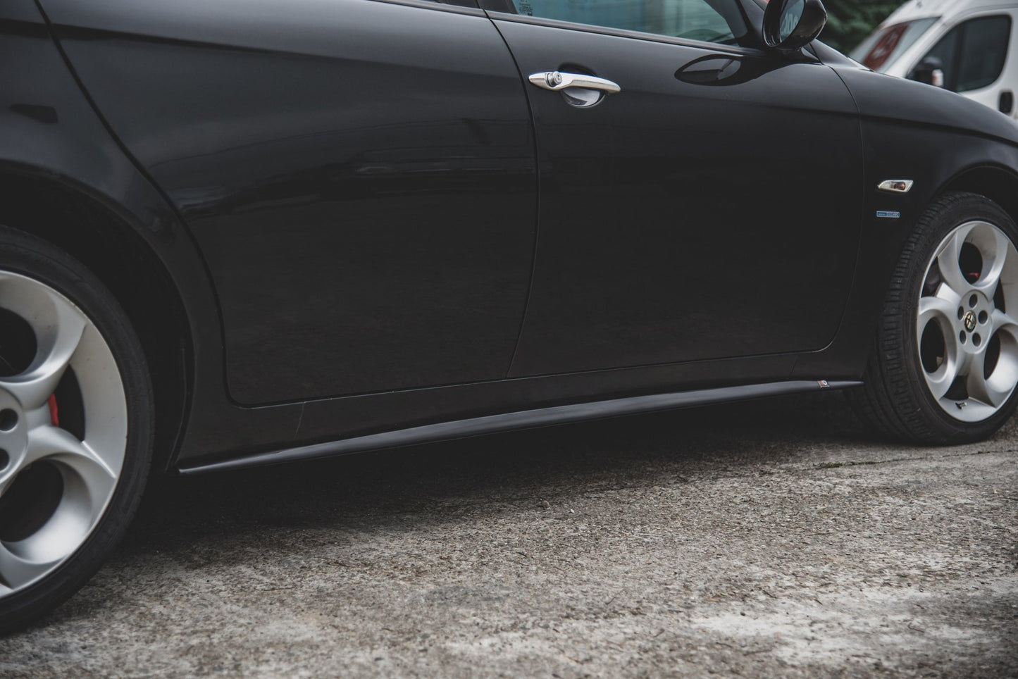 Seitenschweller Ansatz für Alfa Romeo 156 Facelift schwarz Hochglanz