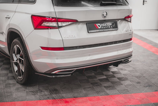 Heck Ansatz Flaps Diffusor für Skoda Kodiaq Mk1 Sportline schwarz matt