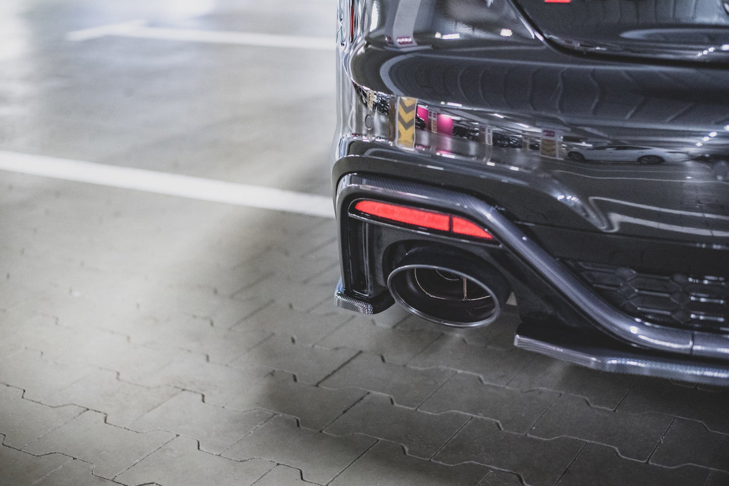 Heck Ansatz Flaps Diffusor für Audi RS5 F5 Facelift schwarz matt