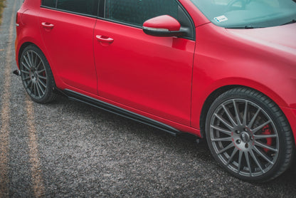 Robuste Racing Seitenschweller Ansatz für für + Flaps Volkswagen Golf GTI Mk6  schwarz Hochglanz