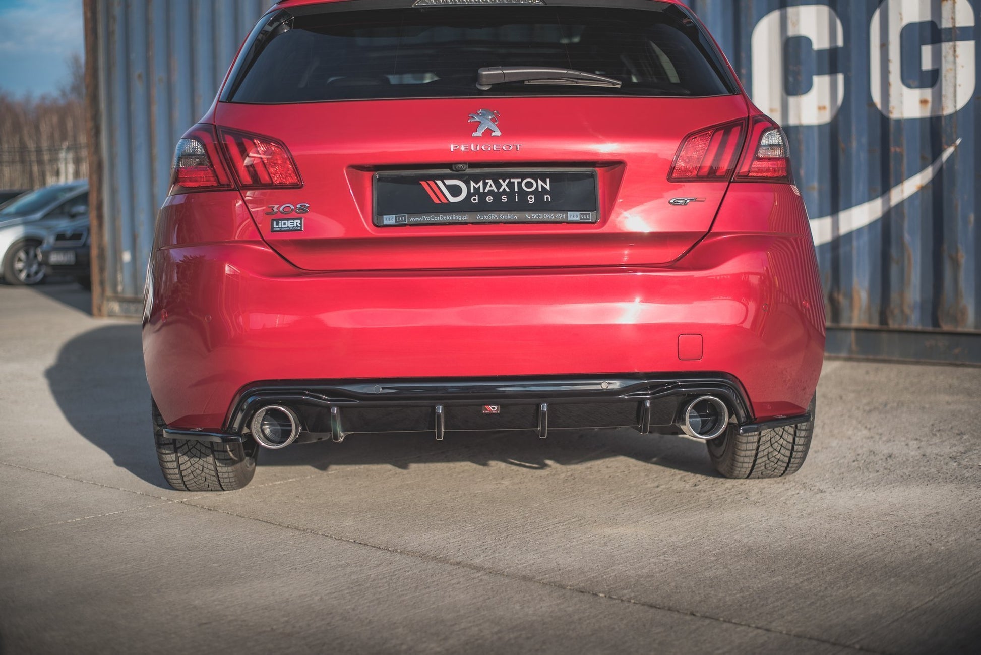 Heck Ansatz Flaps Diffusor für Peugeot 308 GT Mk2 Facelift Carbon Look