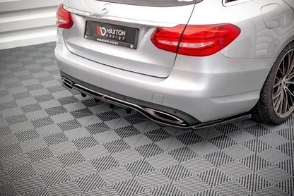 Mittlerer Diffusor Heck Ansatz DTM Look für Mercedes-Benz C W205 schwarz matt