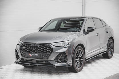 Front Ansatz V.2 für Audi Q3 Sportback S-Line schwarz Hochglanz