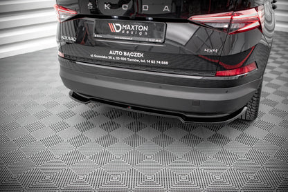Mittlerer Diffusor Heck Ansatz für Skoda Kodiaq Mk1 Facelift schwarz Hochglanz
