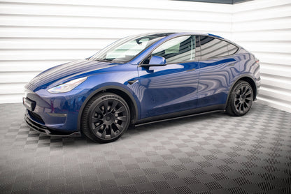 Seitenschweller Ansatz für V.2 für Tesla Model Y Carbon Look