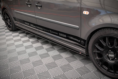 Seitenschweller Ansatz für Volkswagen Caddy Long Mk3 Facelift Carbon Look