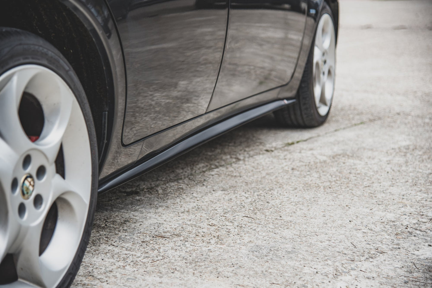 Seitenschweller Ansatz für Alfa Romeo 156 Facelift schwarz matt