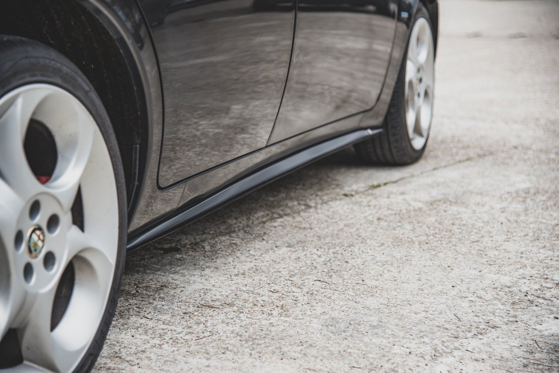 Seitenschweller Ansatz für Alfa Romeo 156 Facelift schwarz matt