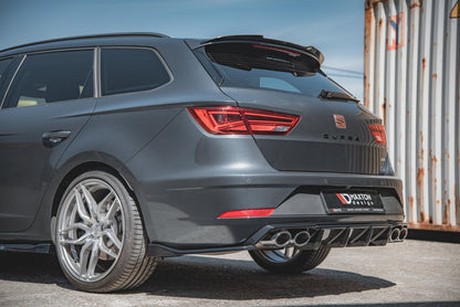 Heck Ansatz Flaps Diffusor V.3 für Seat Leon Cupra Mk3 FL Sportstourer schwarz matt