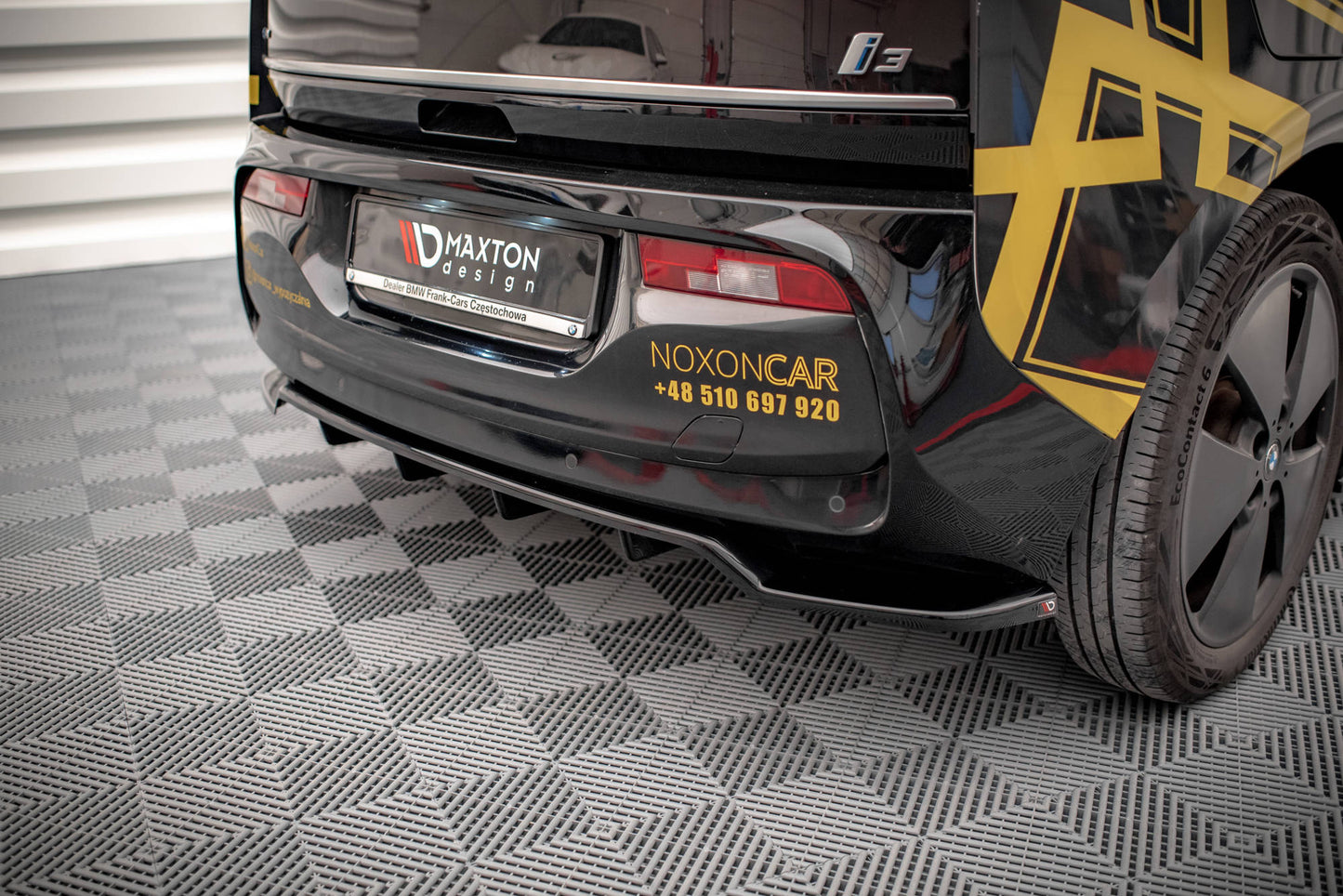 Mittlerer Diffusor Heck Ansatz DTM Look für BMW i3 Mk1 Facelift schwarz matt
