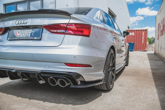 Heck Ansatz Flaps Diffusor V.2 für Audi S3 Limousine 8V Facelift schwarz matt
