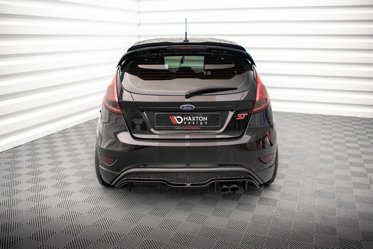 Diffusor Heck Ansatz für Ford Fiesta ST (5-Türige version) Mk7 Facelift schwarz matt