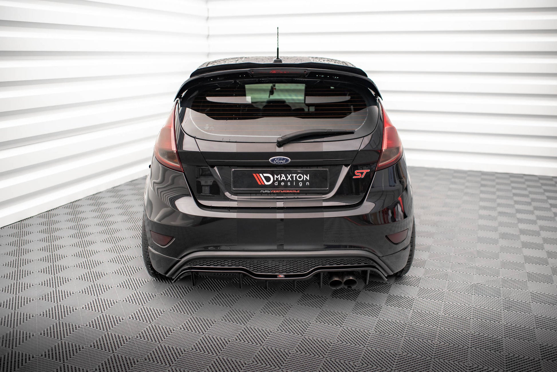 Diffusor Heck Ansatz für Ford Fiesta ST (5-Türige version) Mk7 Facelift Carbon Look