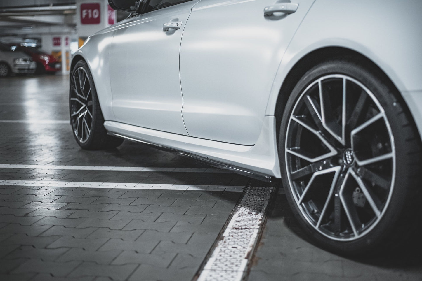 Seitenschweller Ansatz für V.2 für Audi RS6 C7 schwarz Hochglanz
