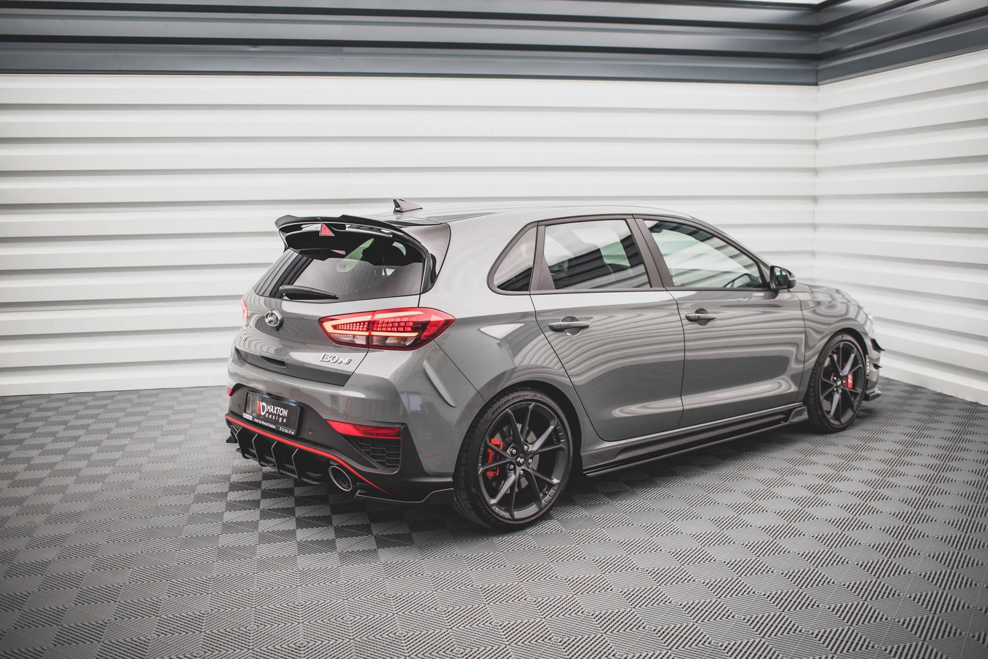 Heck Ansatz Flaps Diffusor V.3 für Hyundai I30 N Hatchback Mk3 Facelift schwarz matt