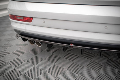 Mittlerer Diffusor Heck Ansatz DTM Look für Audi Q3 8U Facelift Carbon Look