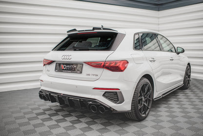Diffusor Heck Ansatz für + Endschalldampfer Sportauspuff Attrappe Audi A3 S-Line Sportback 8Y