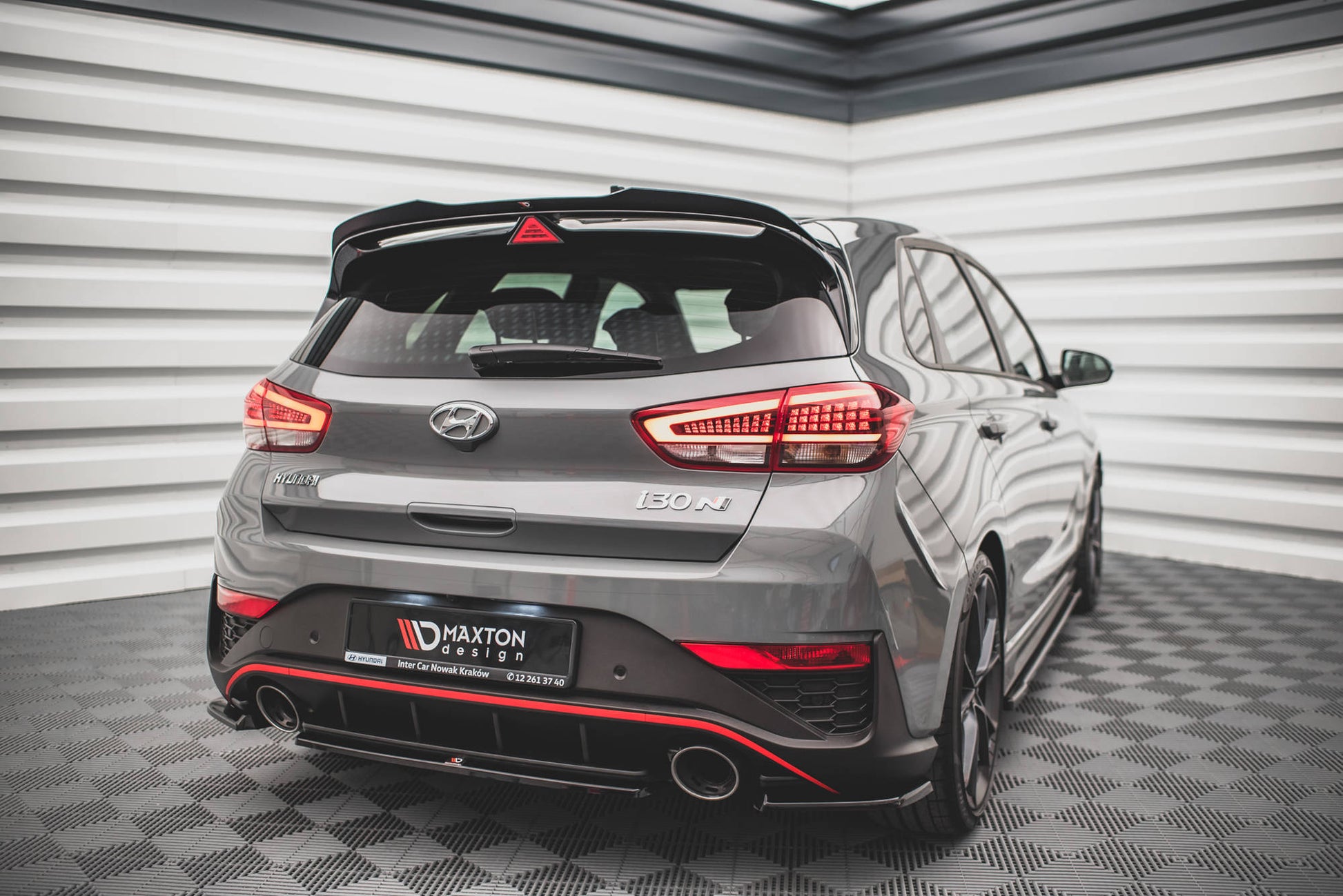 Heck Ansatz Flaps Diffusor V.2 für Hyundai I30 N Hatchback Mk3 Facelift schwarz Hochglanz