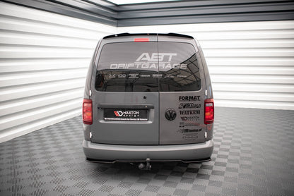 Mittlerer Diffusor Heck Ansatz für Volkswagen Caddy Long Mk3 Facelift schwarz Hochglanz
