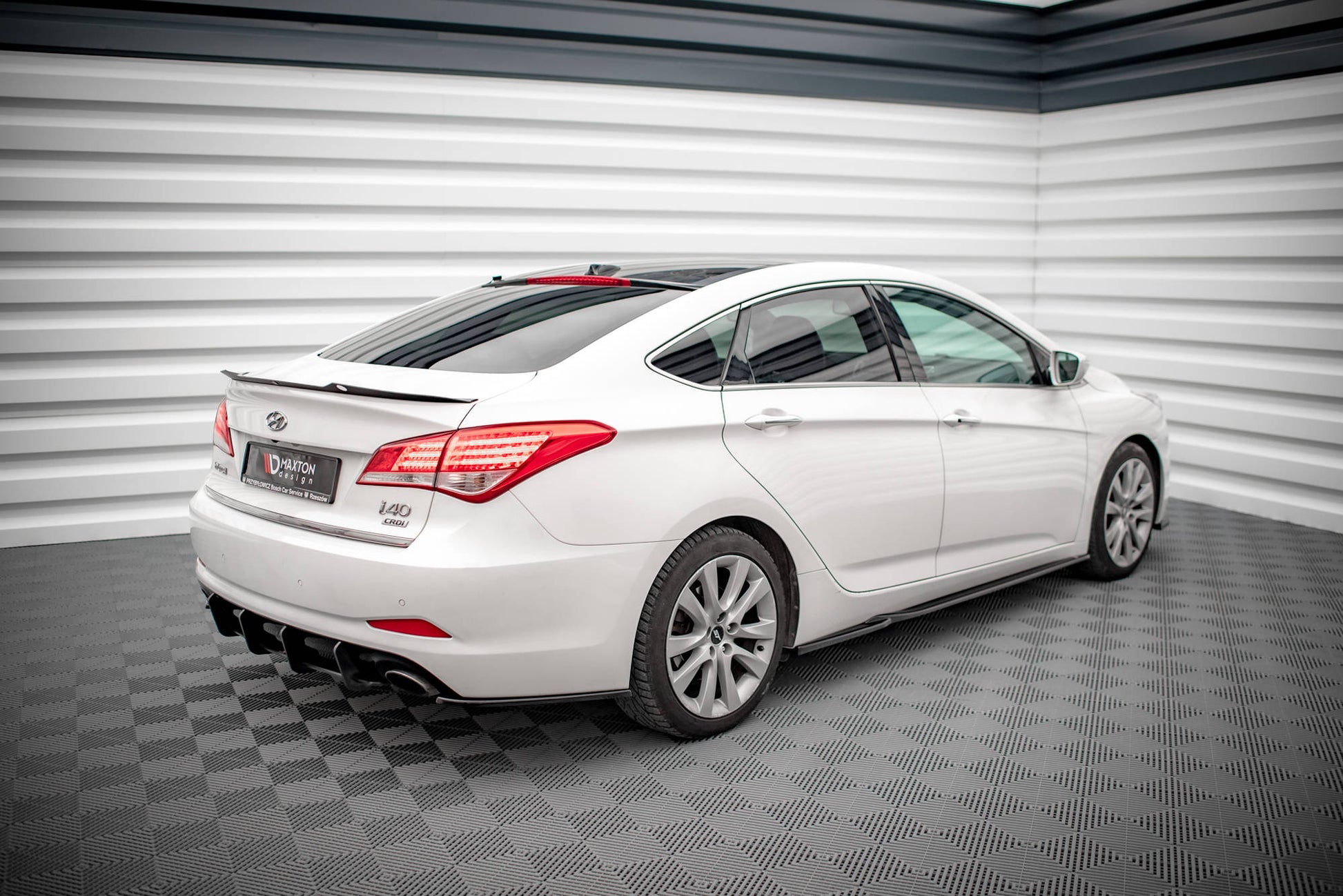 Heck Ansatz Flaps Diffusor für Hyundai I40 Mk1 schwarz matt