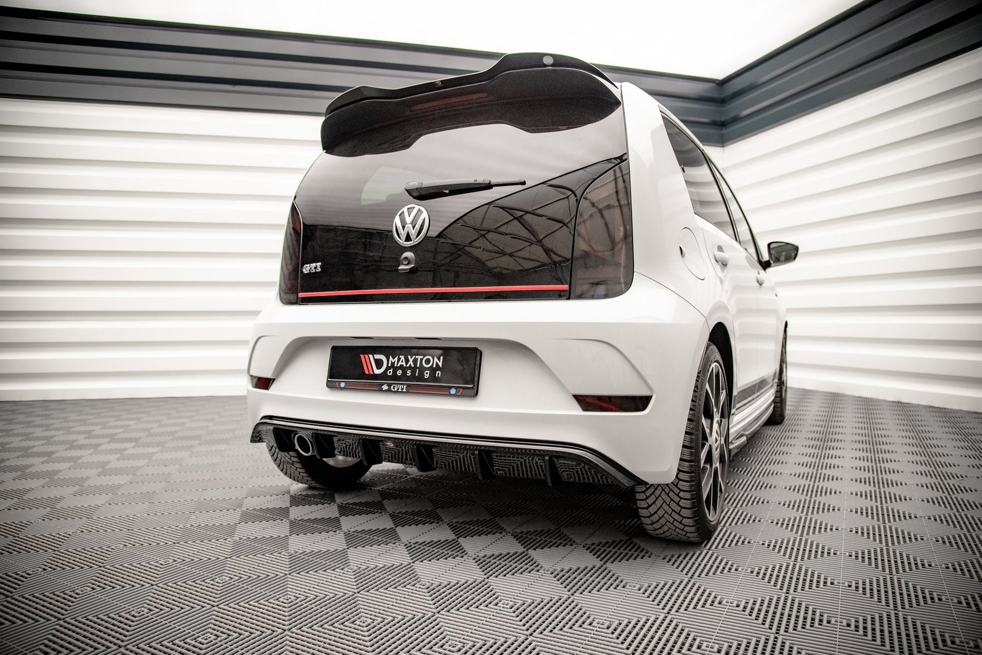 Diffusor Heck Ansatz für Volkswagen Up GTI schwarz matt