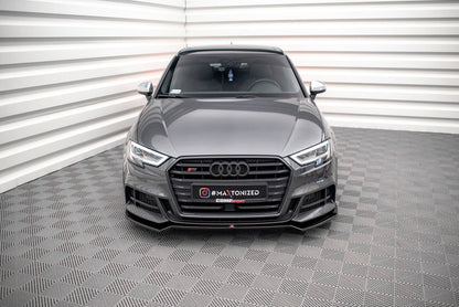 Front Ansatz V.2 für Audi S3 Sportback 8V Facelift schwarz Hochglanz